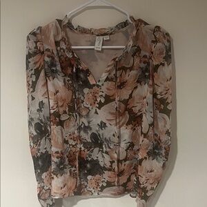 Joie Floral Blouse in Pink and Black